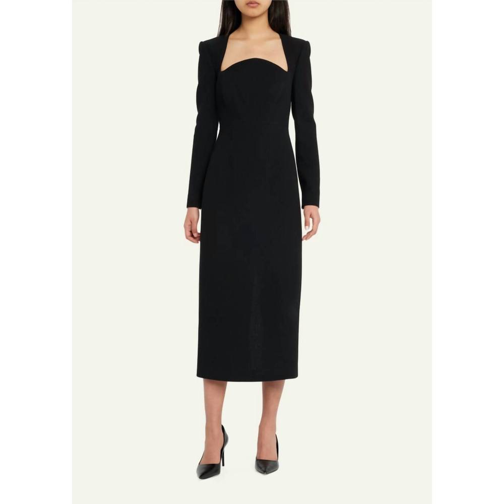 NEW ROLAND MOURET long sleeve midi dress in black